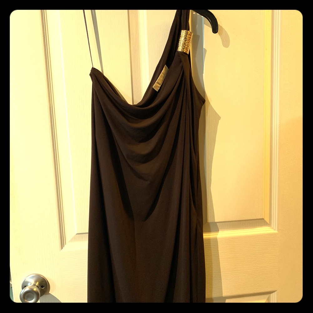 Michael Kors Size 8 One Shoulder Chocolate Dress